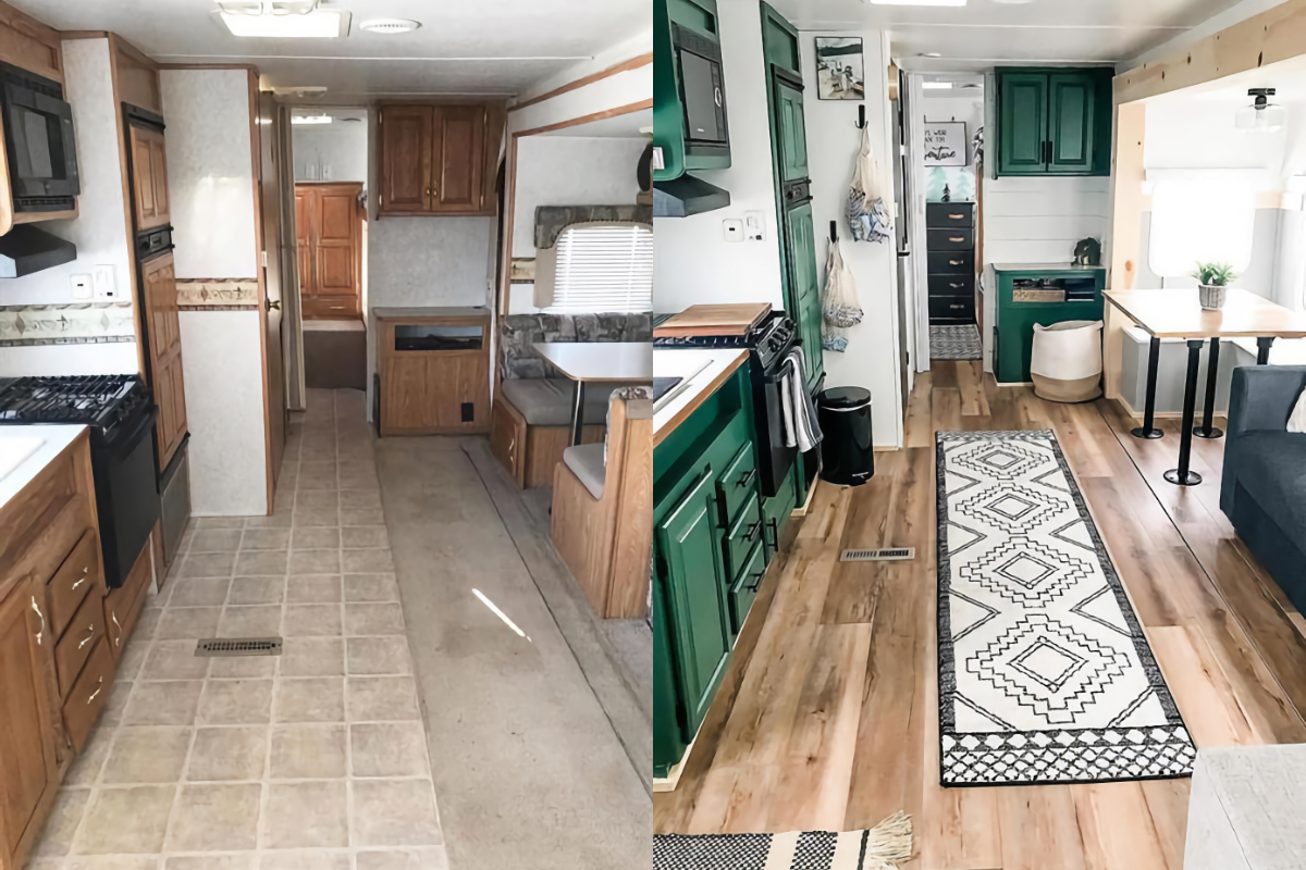 remodeled travel trailer before and after