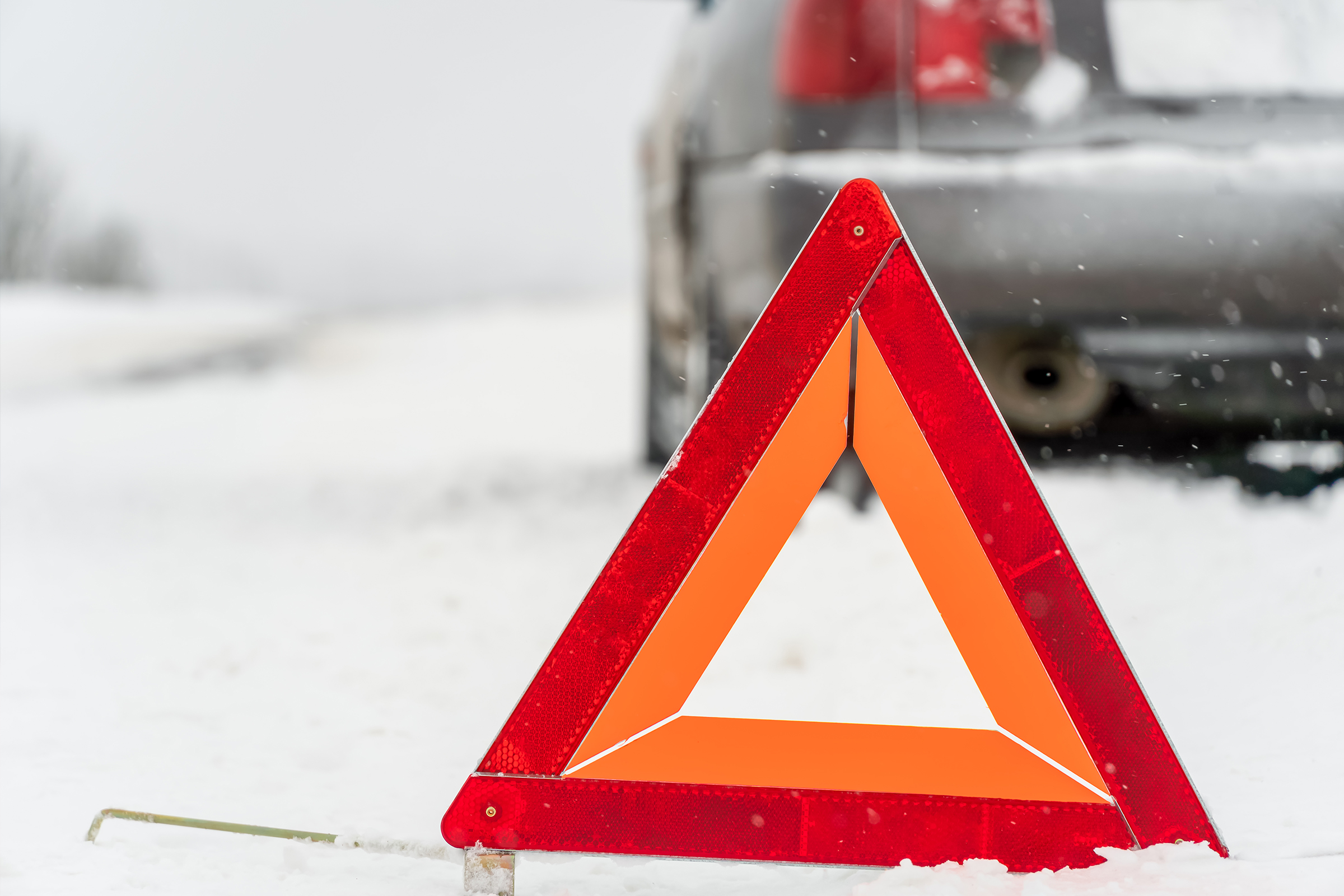 Hazard cone in the snow