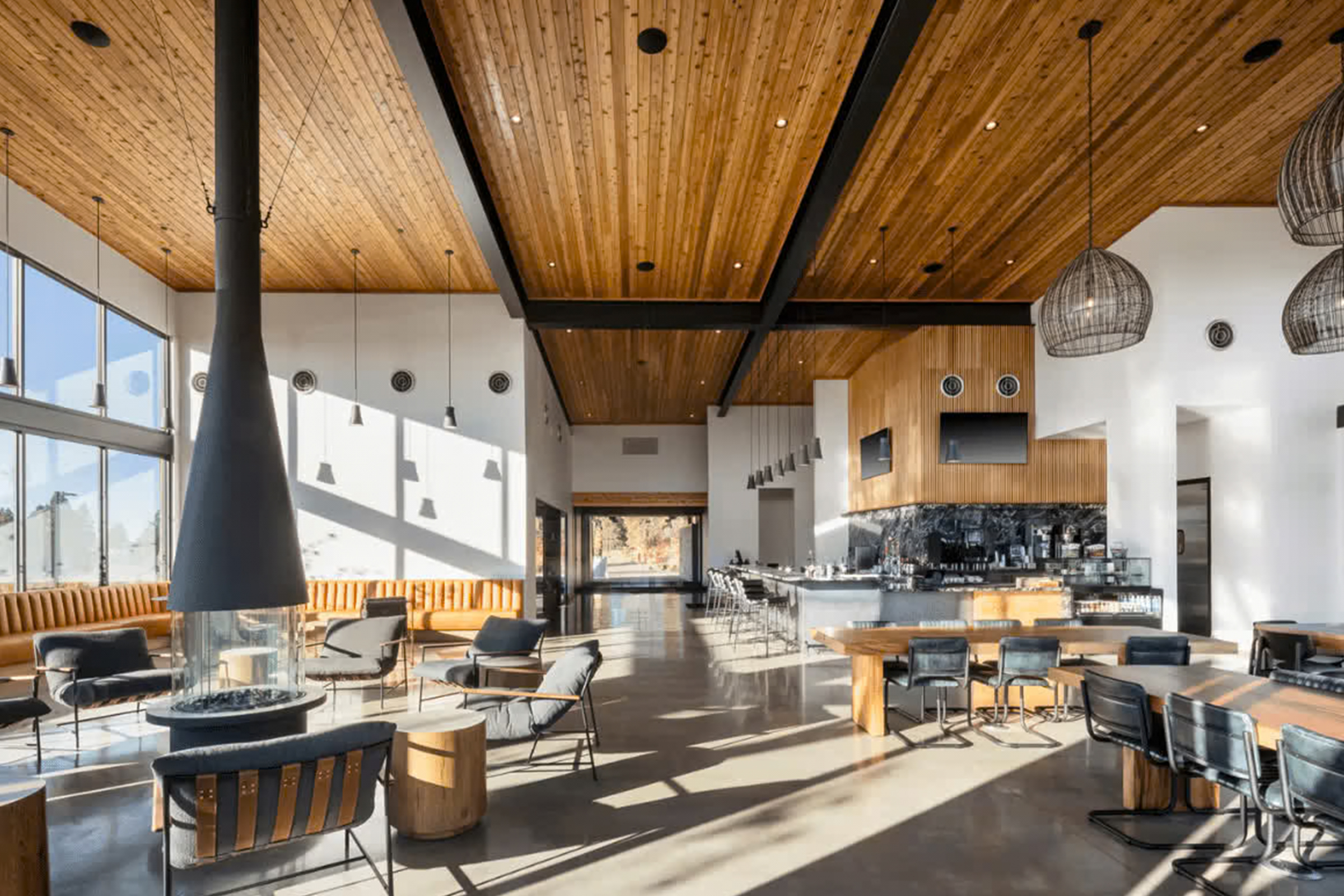 RV resort lodge with fire pit