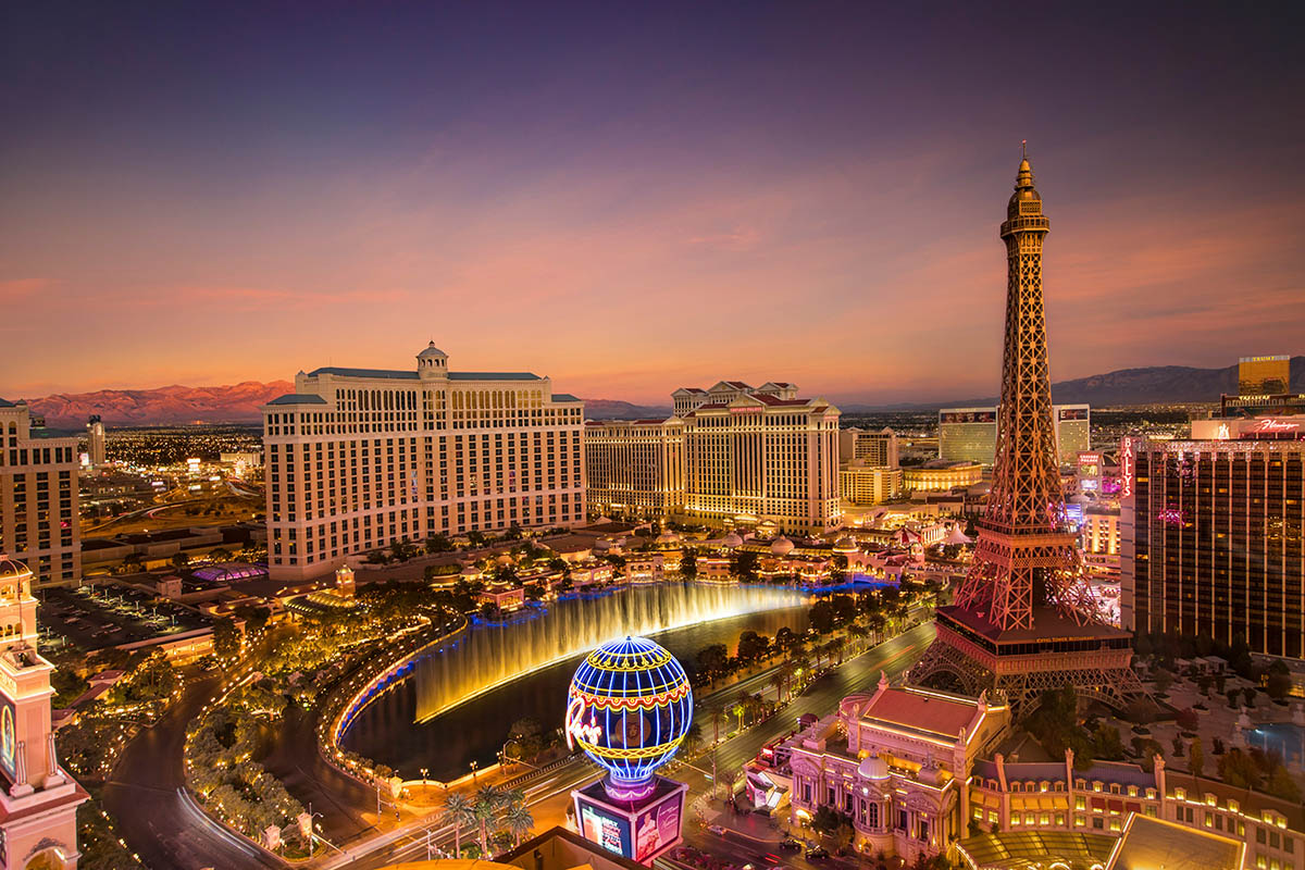 A few of a gambling mecca skyline.