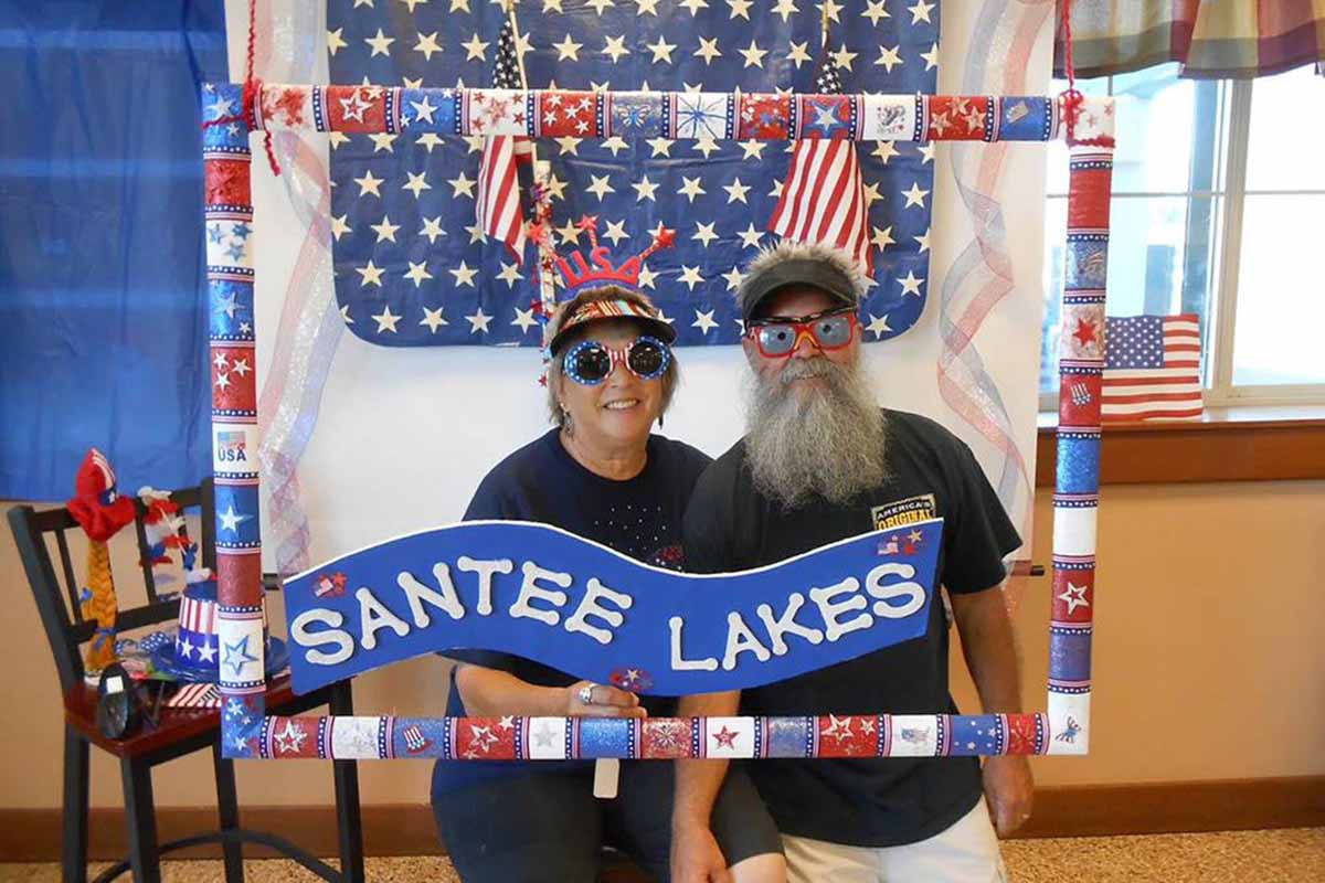 Couple celebrating Fourth of July.