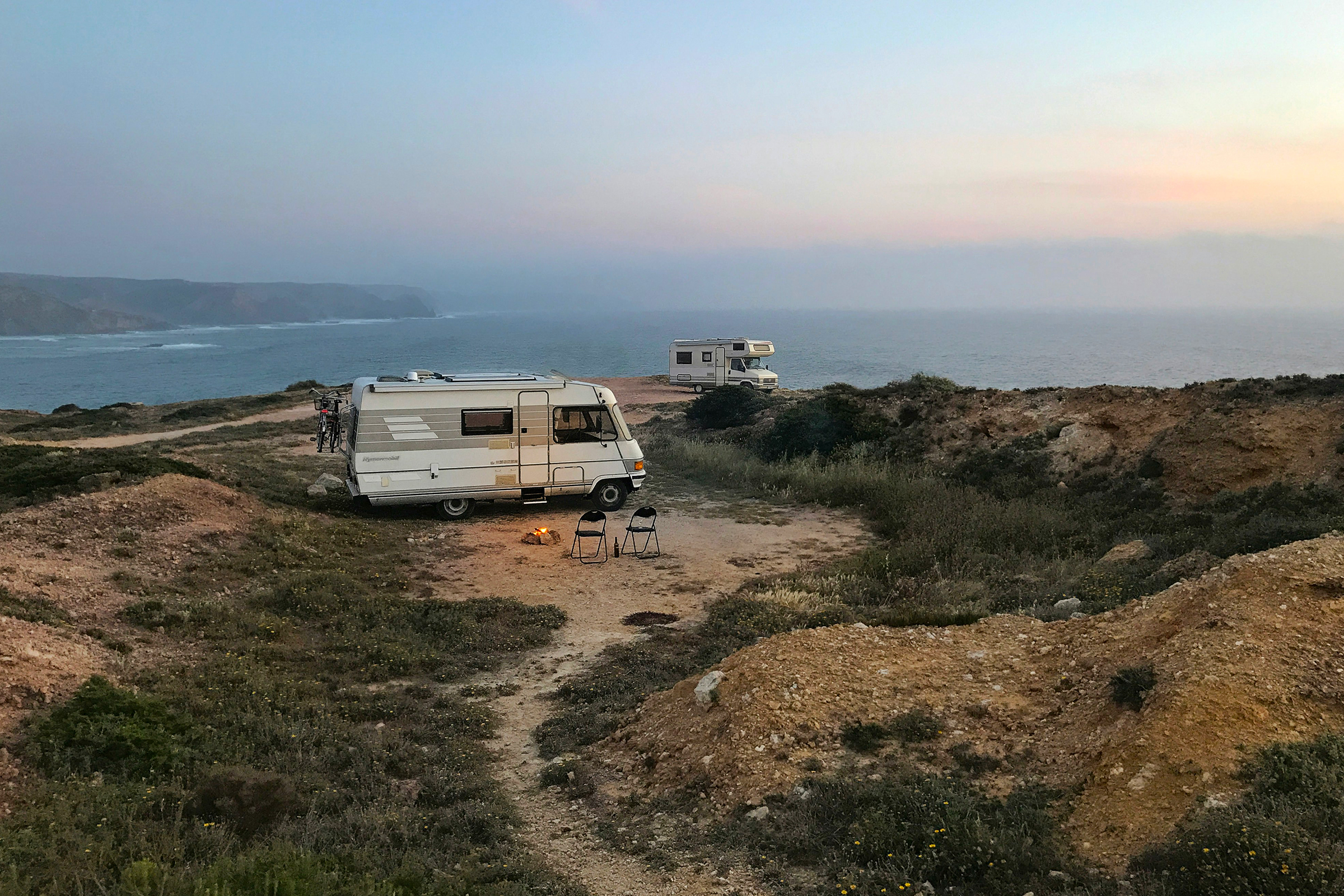 RVs Boondocking on a beach