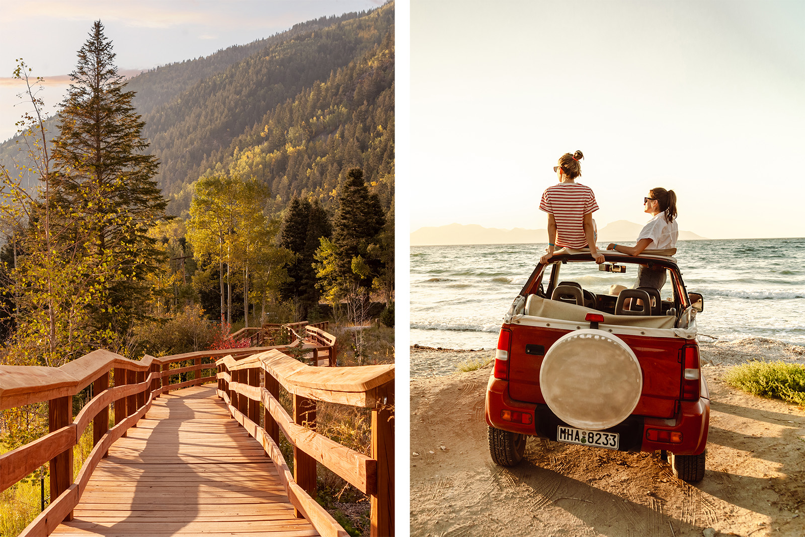 Beach boardwalk & beach dune buggy