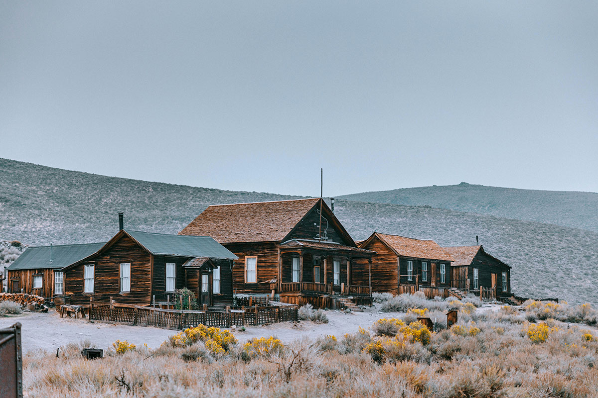 Ghost town on a hillside.