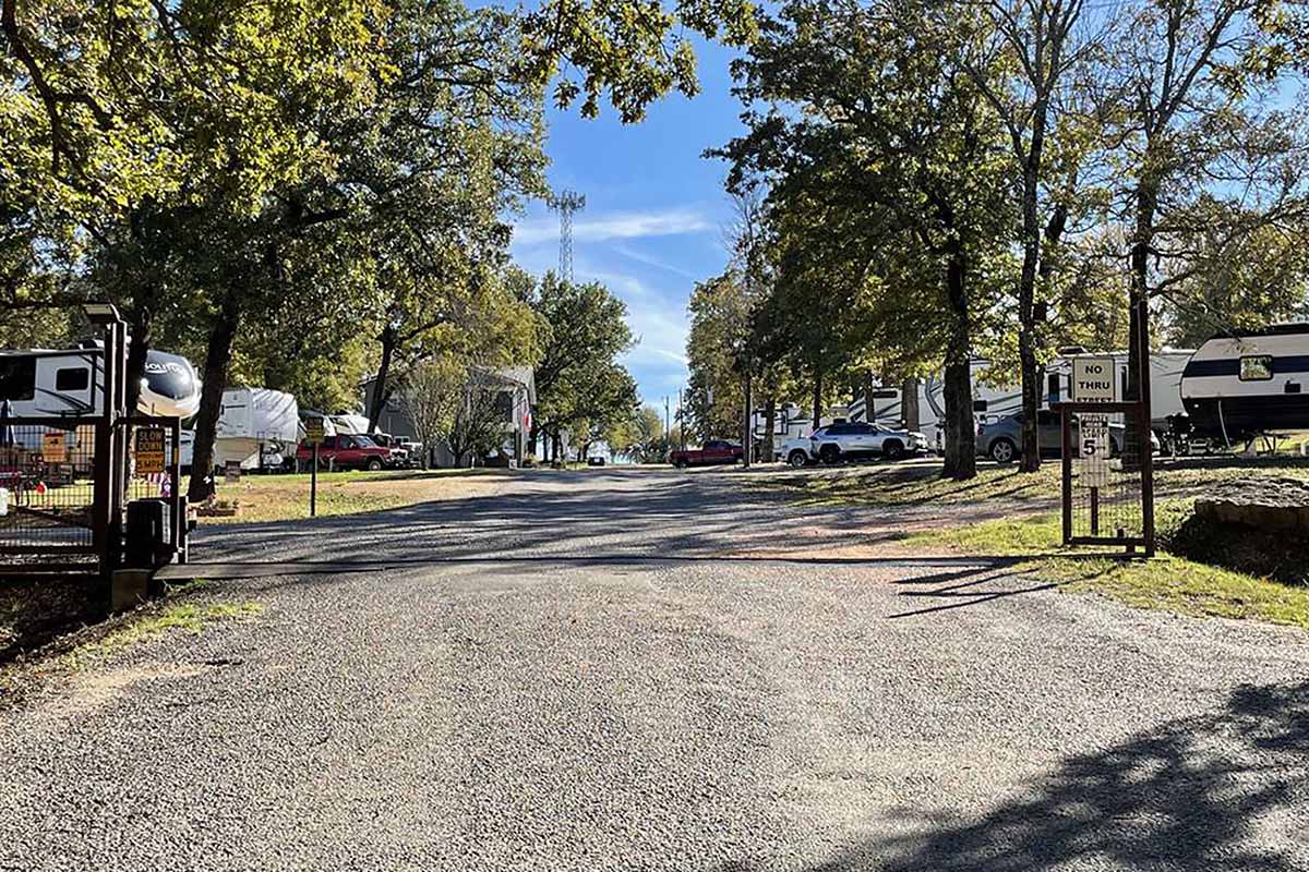 Road running through campground.