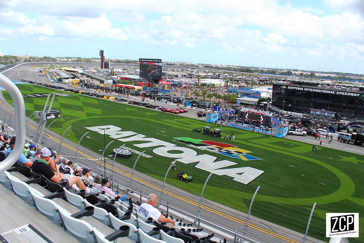 Spectators at a NASCAR track.