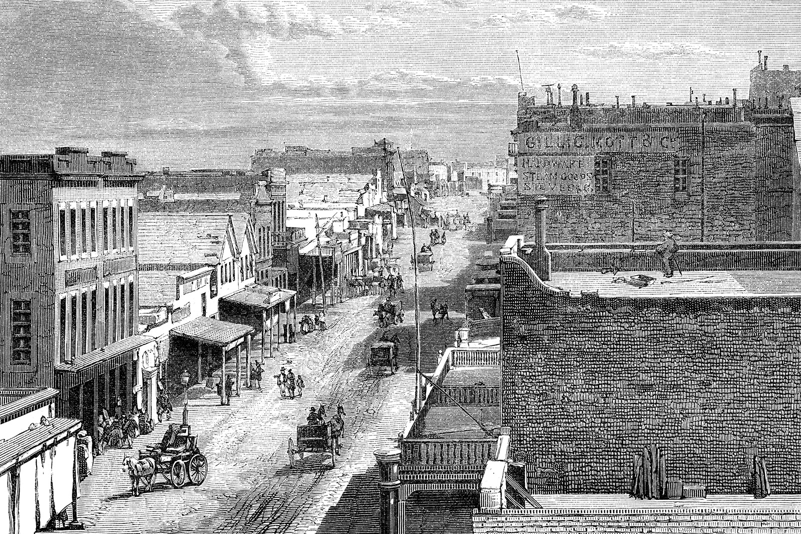 Drawing of Virginia City Montana Ghost Town