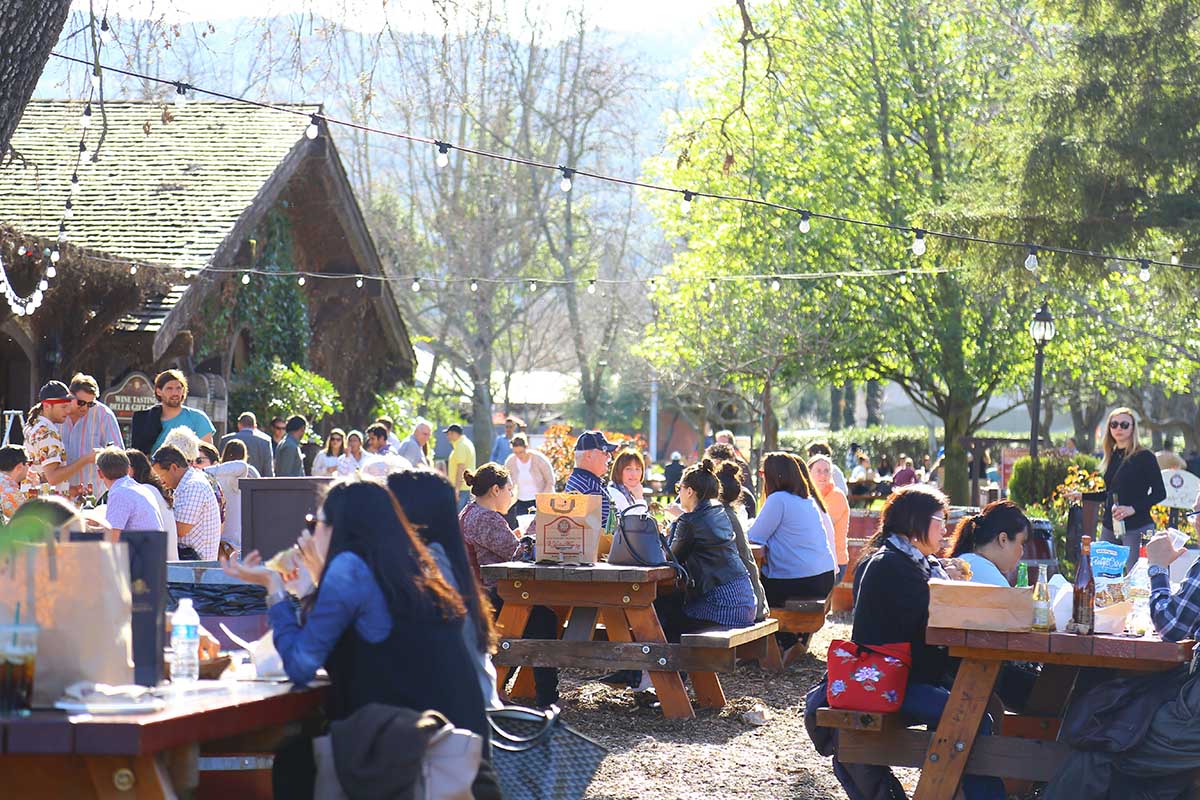 People gathered for wine.
