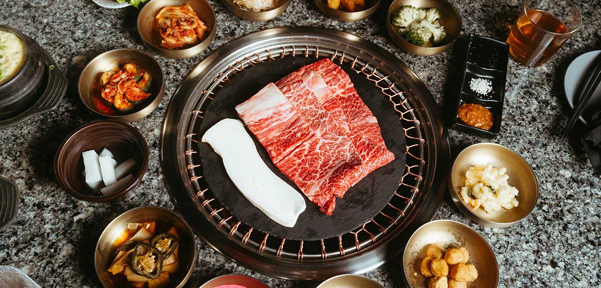 uncooked slabs of beef.