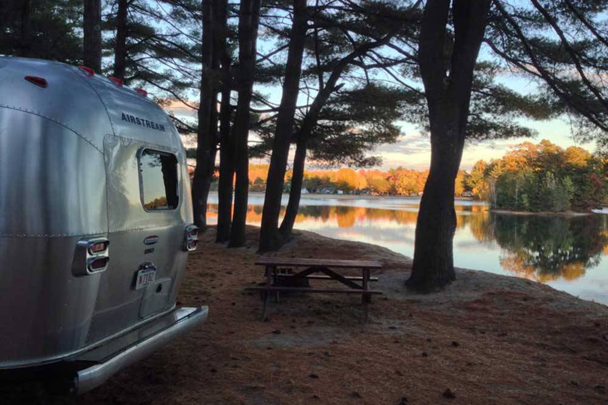 Airstream camping by the water