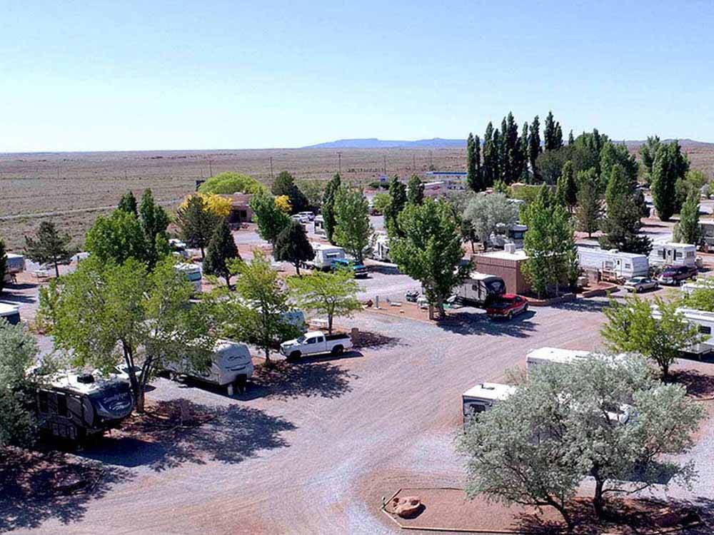 Aerial shot of RV park.