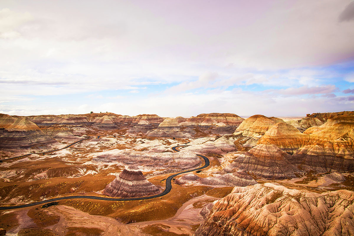 Rugged landscape under a cloudy sky.
