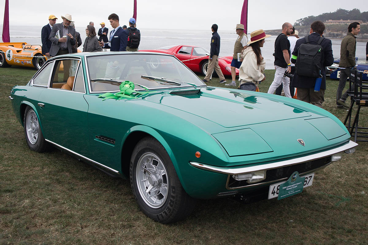 Forest green Lamborghini.