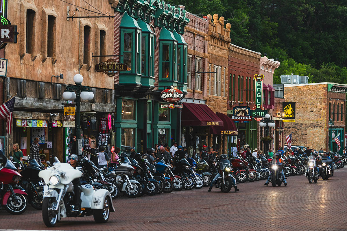Row of Harley's line a street.