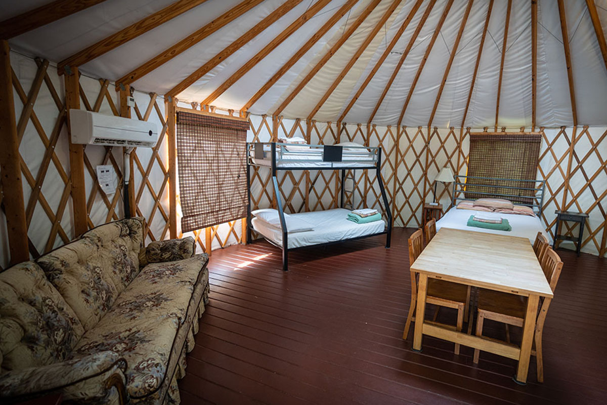 Interior of a yurt.