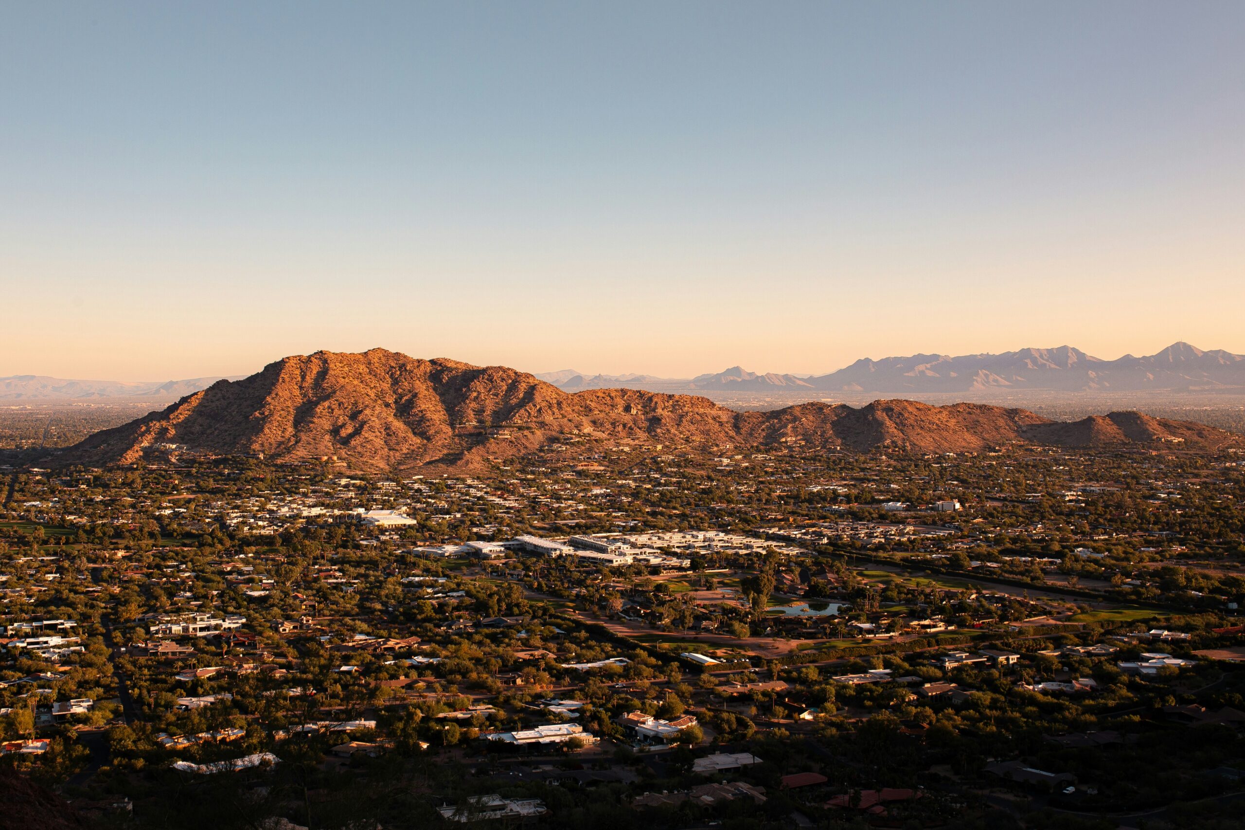Aerial shot of sprawling suburbs.
