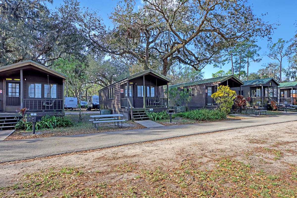 Camping Cabins in a row.