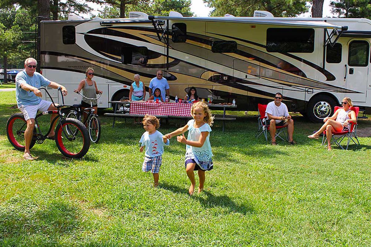 Kids at an RV campsite