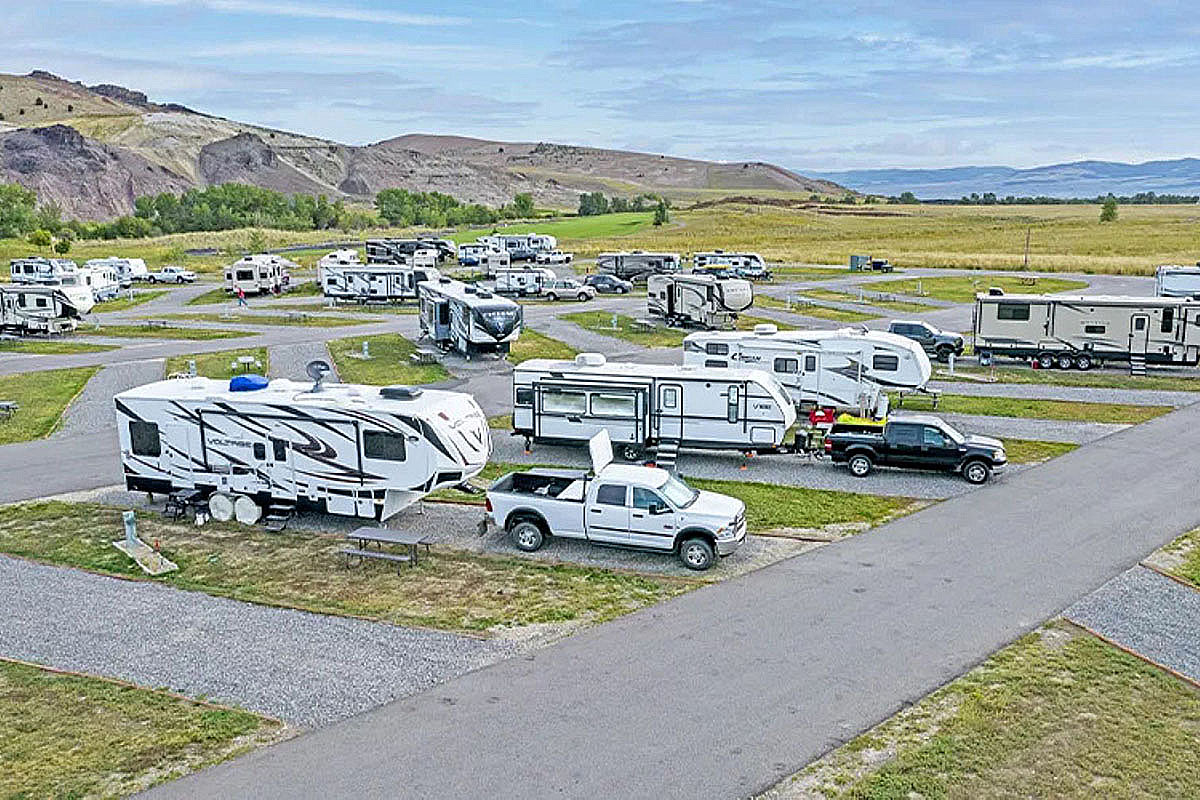 RVs in a park setting